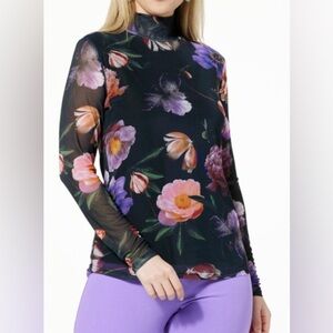 NEW - 💕HP💕DG2 by Diane Gilman Printed Mesh Knit LS Turtleneck Top - 860-336.